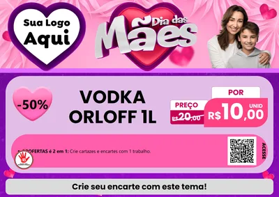 Modelo de Cartaz para Cartaz A4 Horizontal com o tema Dia das Mães para Distribuidora de bebidas