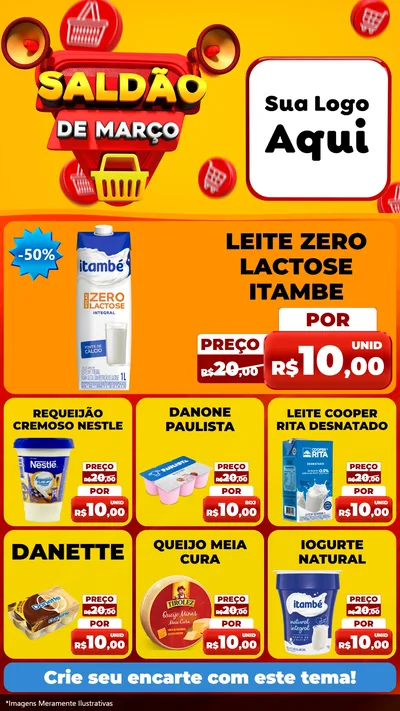 Modelo de Rede Social para Stories com o tema Saldão de Março para Frios e Laticínios