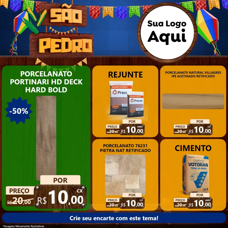 Modelo de Rede Social para Feed Facebook com o tema São Pedro para Pisos e revestimentos