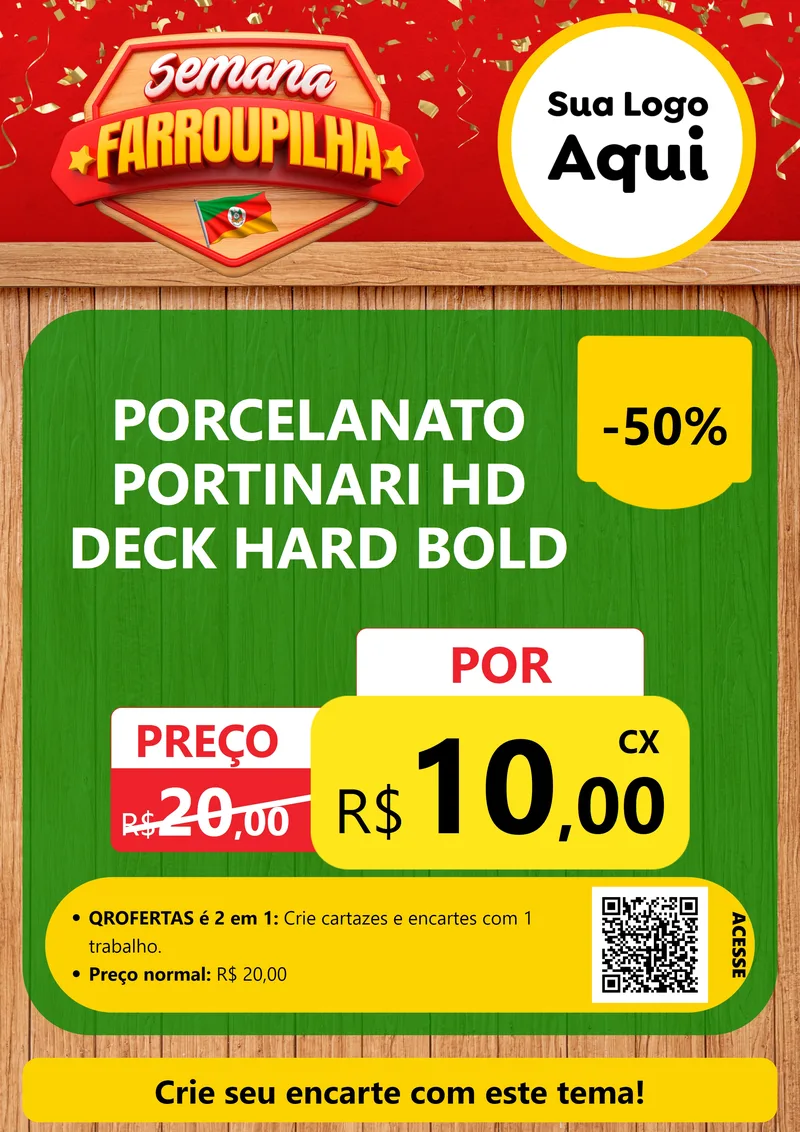 Modelo de Cartaz para Cartaz A4 Vertical com o tema Semana Farroupilha para Pisos e revestimentos