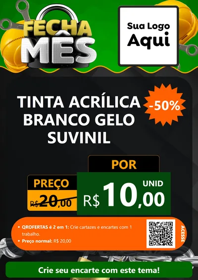 Modelo de Cartaz para Cartaz A4 Vertical com o tema Fecha Mês para Tintas e Ferramentas