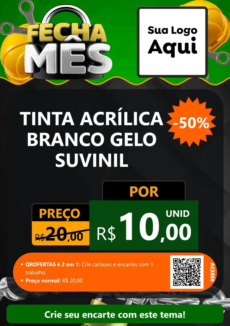 Modelo de Cartaz para Cartaz A4 Vertical com o tema Fecha Mês para Tintas e Ferramentas