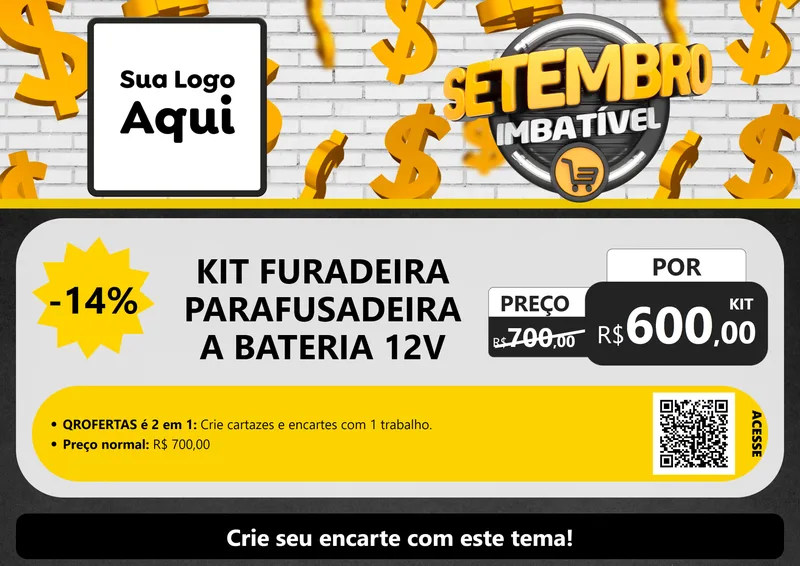 Modelo de Cartaz para Cartaz A4 Horizontal com o tema Setembro Imbatível para Maquinas e Ferramentas