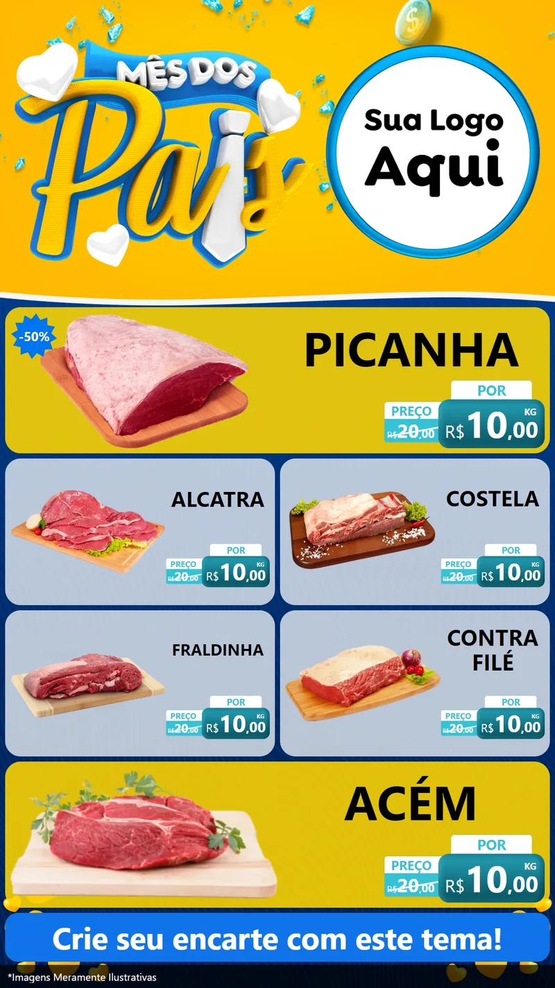 Modelo de TV para TV Vertical com o tema Mês dos Pais para Açougue