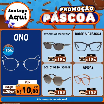 Modelo de Rede Social para Feed Facebook com o tema Promoção Páscoa para Óticas