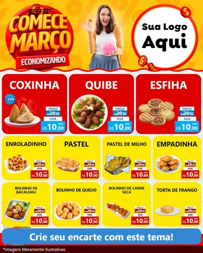 Modelo de Rede Social para Feed Instagram com o tema Comece Março Economizando para Salgadaria