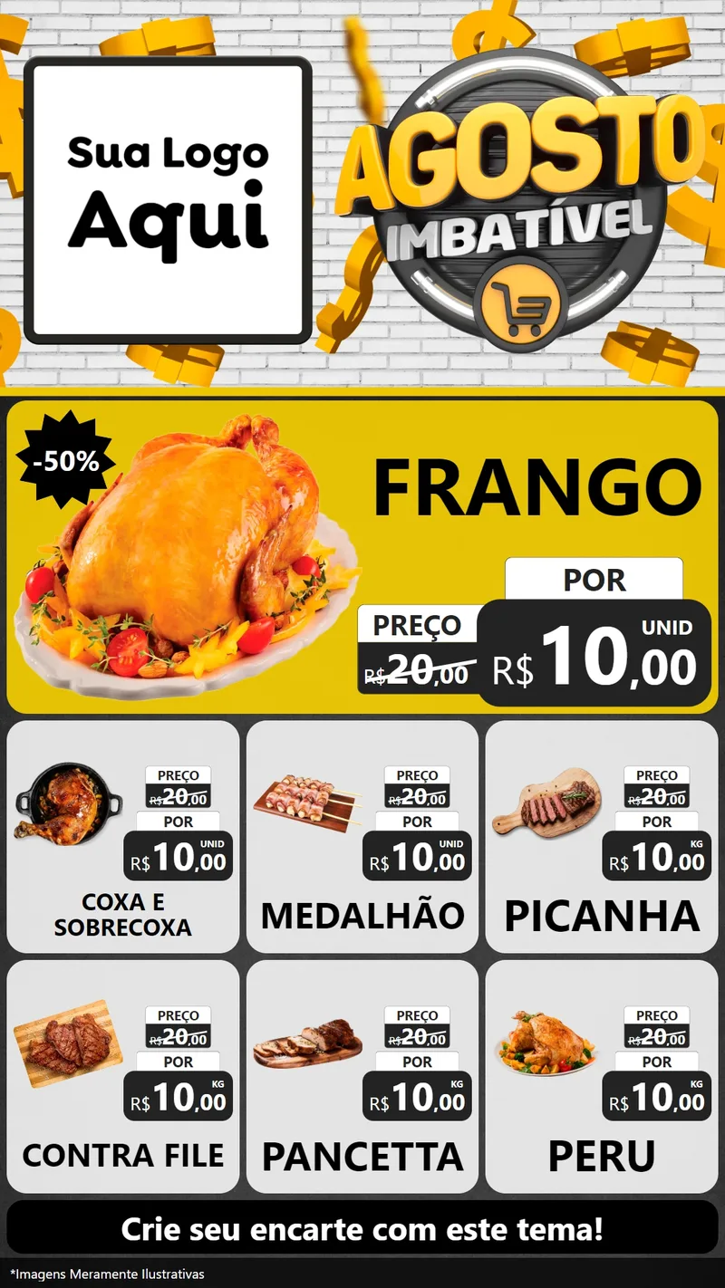 Modelo de Rede Social para Stories com o tema Agosto imbatível para Assados