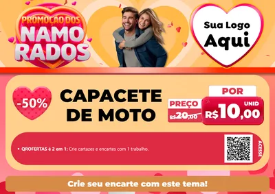 Modelo de Cartaz para Cartaz A4 Horizontal com o tema Promoção dos Namorados para Moto peças