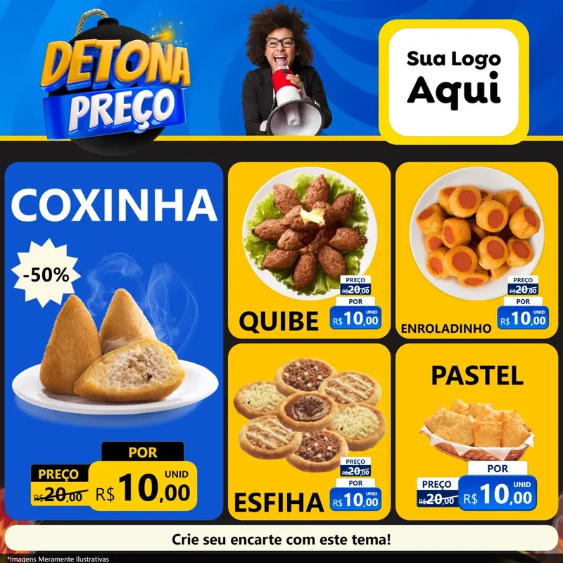 Modelo de Rede Social para Feed Facebook com o tema Detona Preços para Salgadaria
