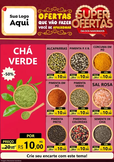 Modelo de Encarte para Encarte A4 Vertical com o tema Dia dos Namorados para Produtos Naturais