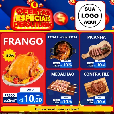Modelo de Rede Social para Feed Facebook com o tema Ofertas Especiais de Outubro para Assados