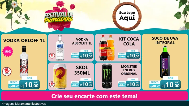 Modelo de TV para TV Horizontal com o tema Festival de Primavera para Distribuidora de bebidas