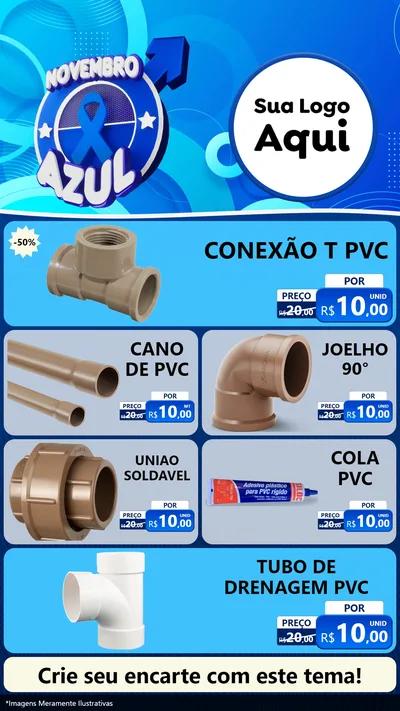 Modelo de TV para TV Vertical com o tema Novembro Azul para Tubos e conexões