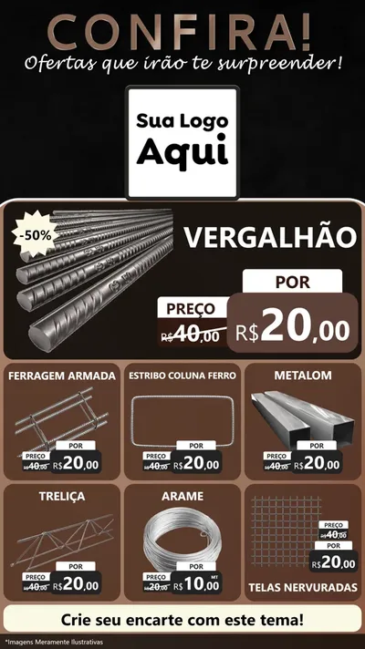 Modelo de Rede Social para Stories com o tema Confira! Ofertas que irão te surpreender! para Ferragens