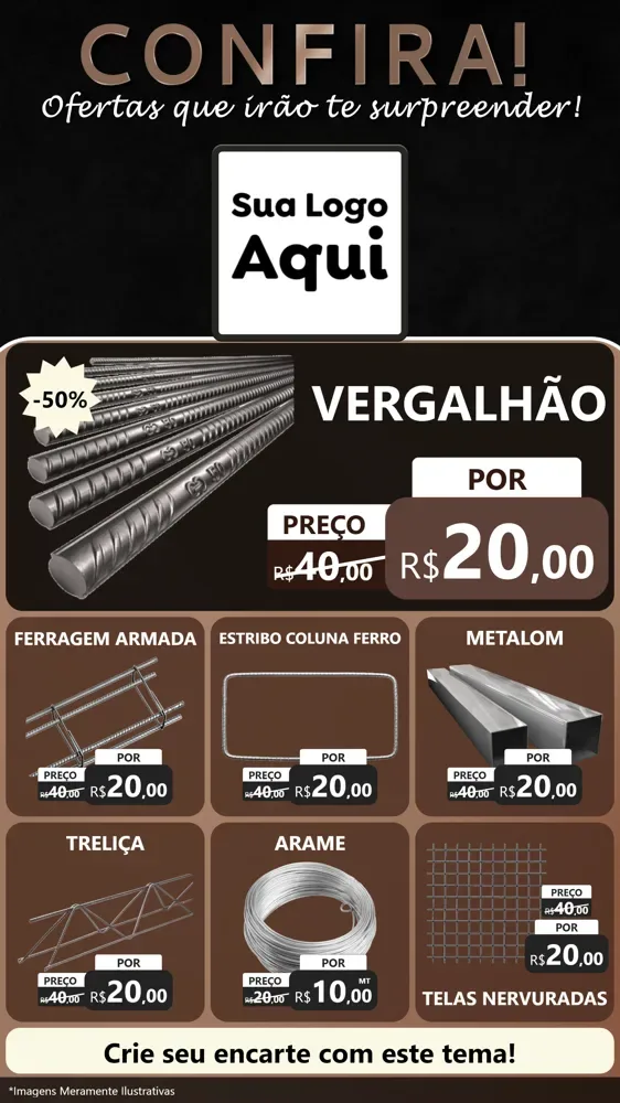 Modelo de Rede Social para Stories com o tema Confira! Ofertas que irão te surpreender! para Ferragens