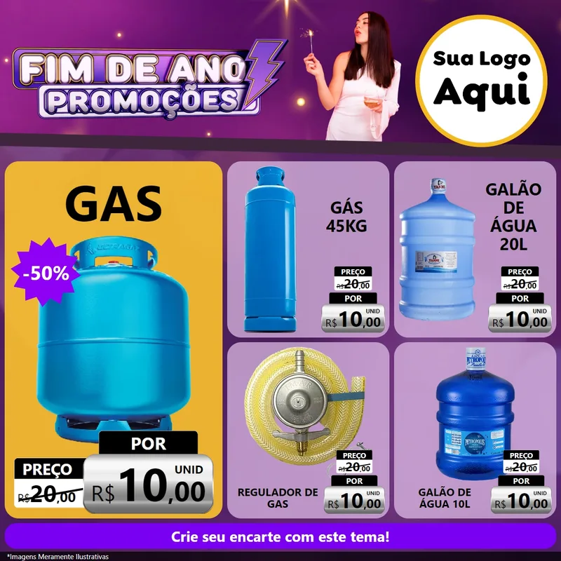 Modelo de Rede Social para Feed Facebook com o tema Fim de Ano Promoções para Água e gás