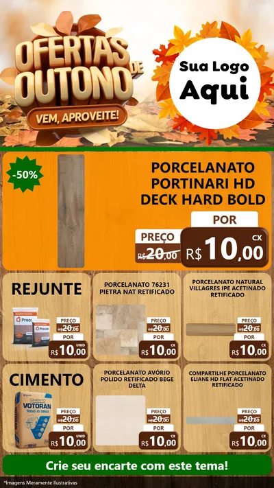 Modelo de Rede Social para Stories com o tema Ofertas de Outono - Vem, Aproveite! para Pisos e revestimentos