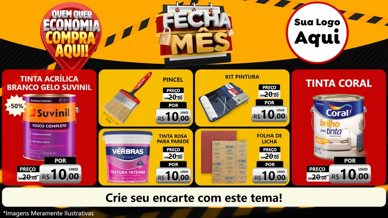 Modelo de TV para TV Horizontal com o tema Fecha Mês para Tintas e Ferramentas