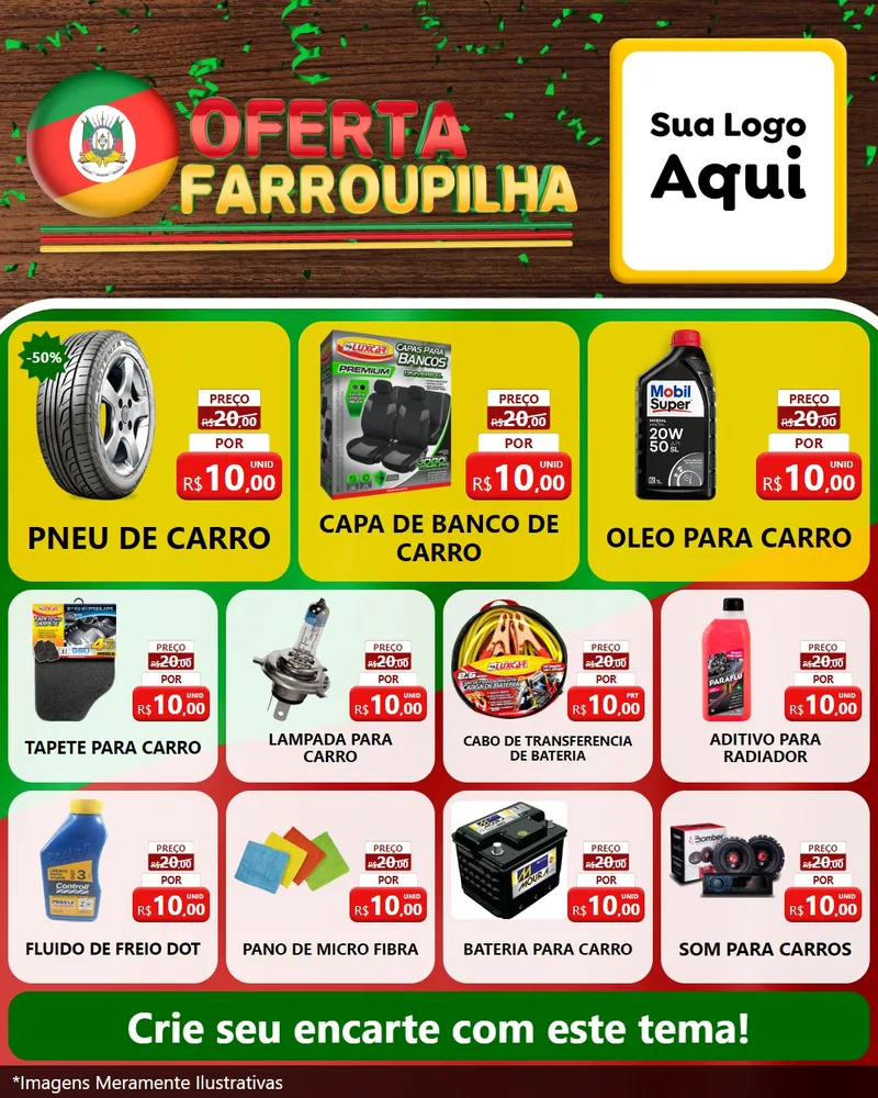 Modelo de Rede Social para Feed Instagram com o tema Oferta Farroupilha para Auto peças