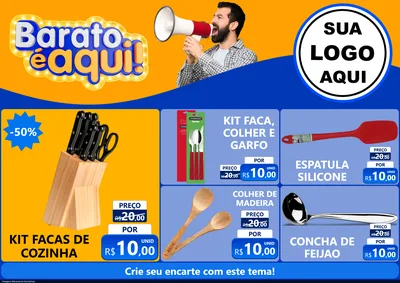 Modelo de Encarte para Encarte A4 Horizontal com o tema Barato é aqui para Utilidades Domésticas