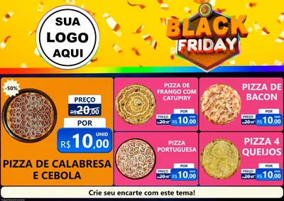 Modelo de Encarte para Encarte A4 Horizontal com o tema Black Friday para Pizzaria