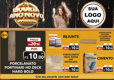 Modelo de Encarte para Encarte A4 Horizontal com o tema Liquida Ano Novo Imperdível para Pisos e revestimentos