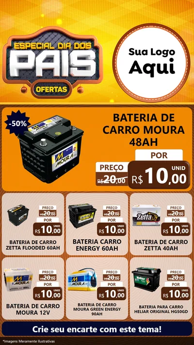 Modelo de Rede Social para Stories com o tema Especial Dia dos Pais para Baterias Elétricas