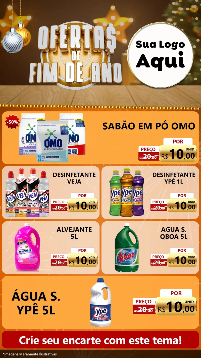 Modelo de TV para TV Vertical com o tema Ofertas de Fim de Ano para Produtos de Limpeza