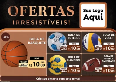Modelo de Encarte para Encarte A4 Horizontal com o tema Ofertas Irresistíveis! para Artigos Esportivos