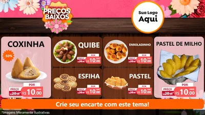Modelo de TV para TV Horizontal com o tema Primavera de Preços Baixos para Salgadaria