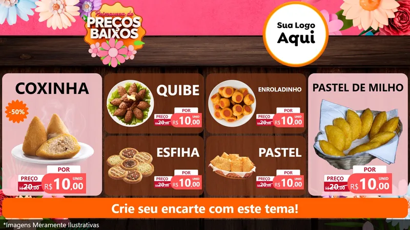 Modelo de TV para TV Horizontal com o tema Primavera de Preços Baixos para Salgadaria