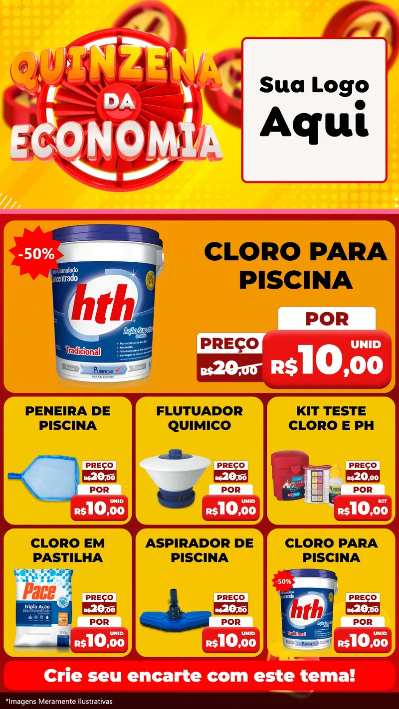 Modelo de Rede Social para Stories com o tema Quinzena Da Economia para Produtos para Piscina