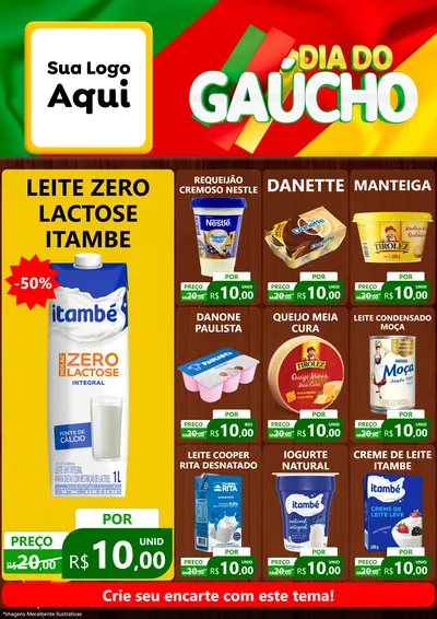 Modelo de Encarte para Encarte A4 Vertical com o tema Dia do Gaúcho para Frios e Laticínios