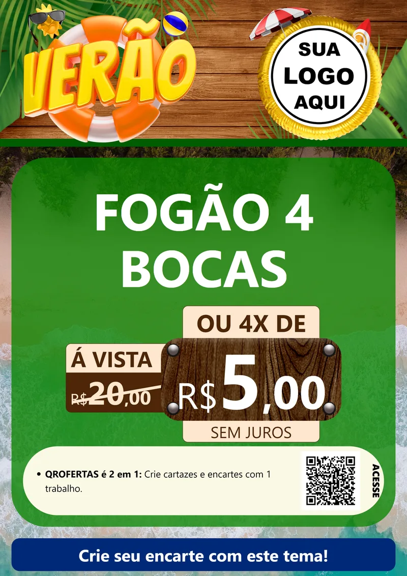 Modelo de Cartaz para Cartaz A4 Vertical com o tema Verão para Móveis e Eletro
