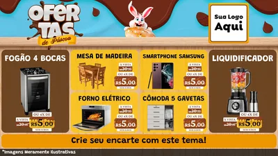 Modelo de TV para TV Horizontal com o tema Ofertas de Páscoa para Móveis e Eletro