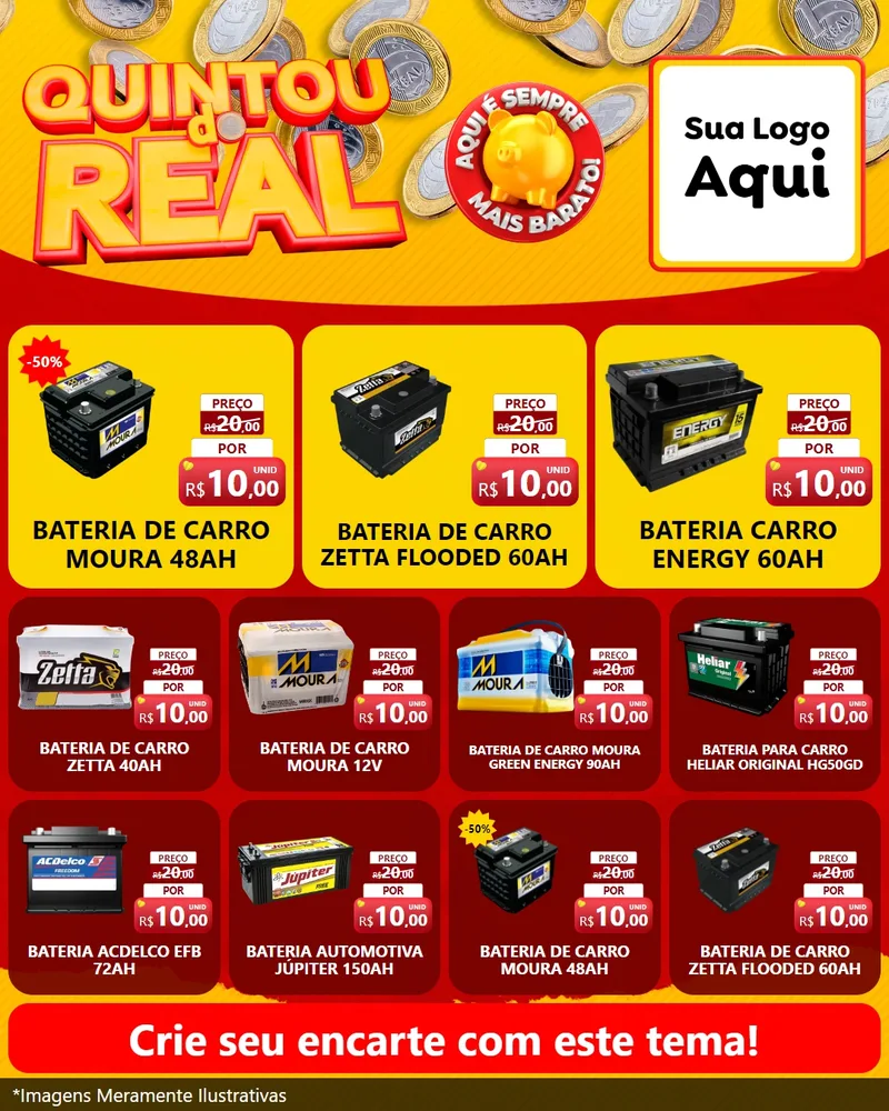 Modelo de Rede Social para Feed Instagram com o tema Quintou do Real para Baterias Elétricas