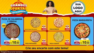 Modelo de TV para TV Horizontal com o tema Grandes Ofertas Para Economizar! para Pizzaria