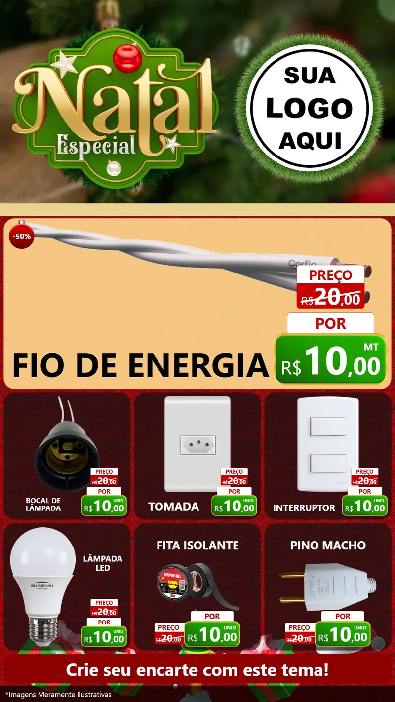 Modelo de Rede Social para Stories com o tema Natal Especial para Materiais Elétricos