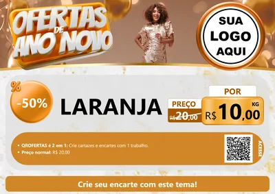 Modelo de Cartaz para Cartaz A4 Horizontal com o tema Ofertas de Ano Novo para Hortifrúti