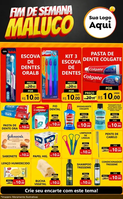 Modelo de Encarte para Encarte Grande com o tema Final de Semana Maluco para Higiene Pessoal