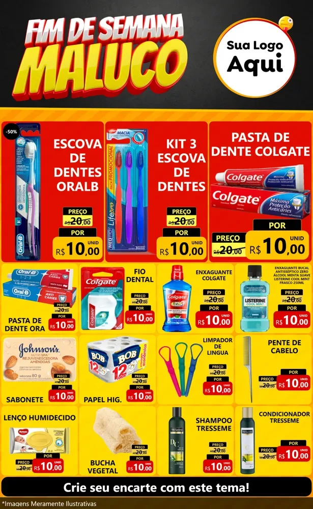 Modelo de Encarte para Encarte Grande com o tema Final de Semana Maluco para Higiene Pessoal