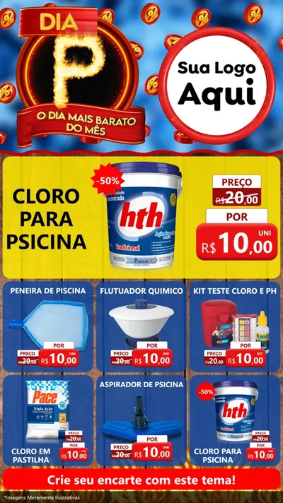 Modelo de Rede Social para Stories com o tema Dia P - O Dia Mais Barato Do Mês para Produtos para Piscina