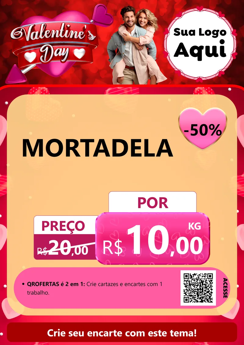 Modelo de Cartaz para Cartaz A4 Vertical com o tema Valentine's Day para Frios e Laticínios