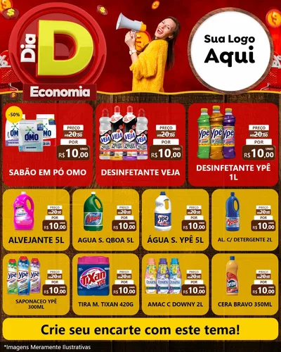 Modelo de Rede Social para Feed Instagram com o tema Dia D Economia para Produtos de Limpeza