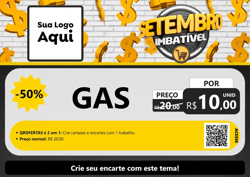Modelo de Cartaz para Cartaz A4 Horizontal com o tema Setembro Imbatível para Água e gás