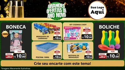 Modelo de TV para TV Horizontal com o tema Grandes Ofertas de Ano Novo para Brinquedos