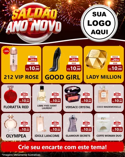 Modelo de Rede Social para Feed Instagram com o tema Saldão de Ano Novo para Perfumes