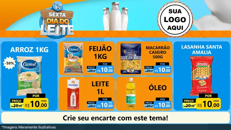 Modelo de TV para TV Horizontal com o tema Sexta Dia do Leite para Supermercado