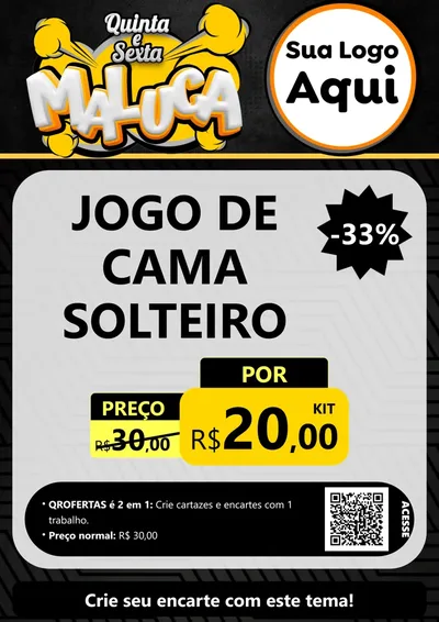 Modelo de Cartaz para Cartaz A4 Vertical com o tema Quinta e Sexta Maluca para Cama, Mesa e Banho