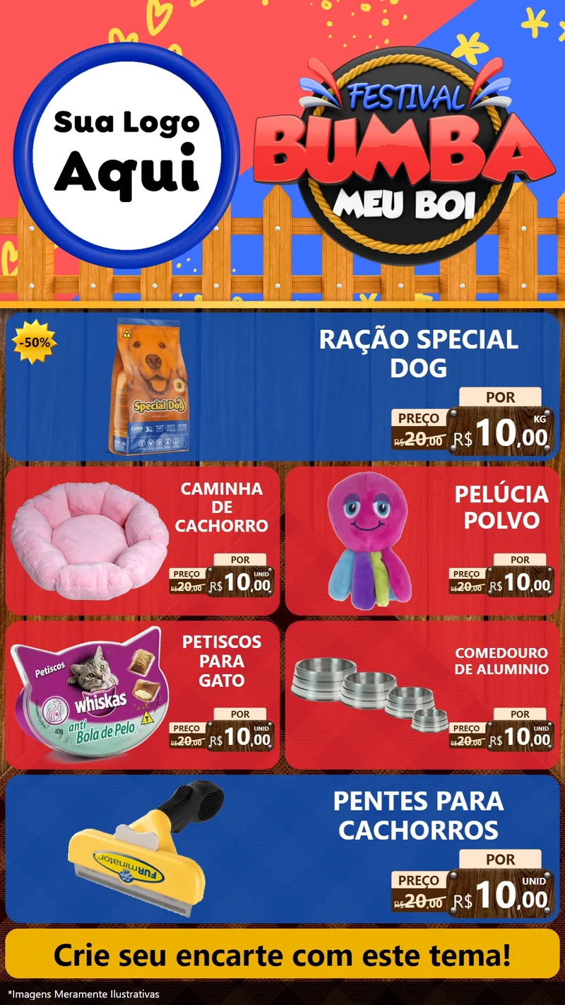 Modelo de TV para TV Vertical com o tema Festival Bumba Meu Boi para Pet Shop